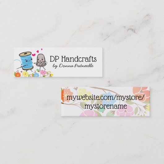 Naaien naald spoel van draad Thimble liefde Mini Visitekaartje (Voorkant / Achterkant)