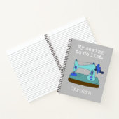 Naaien om lijst te doen,  naaimachine, naam notitieboek (Binnen)