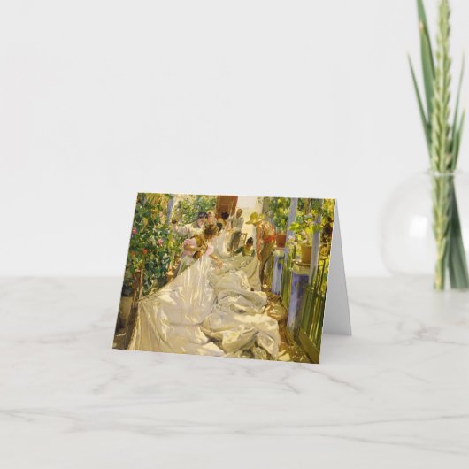 Naaien van het Zeil door Joaquin Sorolla Bedankkaart (Voorkant)