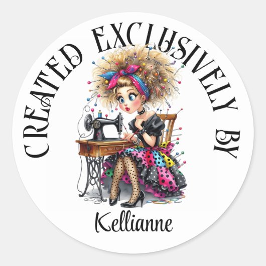 naaien van naaister-Sticker Ronde Sticker (Voorkant)