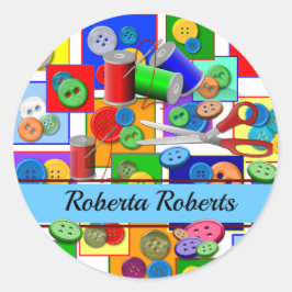 Naaien voor kinderen ronde sticker