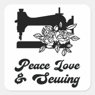 Naaien - Vrede Liefde & Naaien Vierkante Sticker