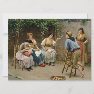 Naaien Vrouwen en een jongen Met een Vriendelijke Kaart