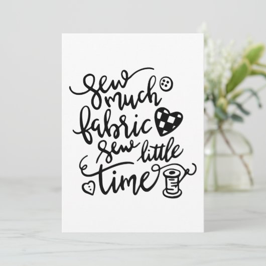 naaien | Weinig tijd naaien van veel stof Bedankkaart (Staand voorkant)