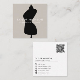 Naaiend naaiwerk Tailor Mannequin Logo QR-code Vierkante Visitekaartje