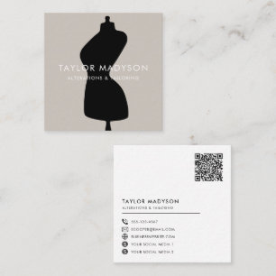 Naaiend naaiwerk Tailor Mannequin Logo QR-code Vierkante Visitekaartje