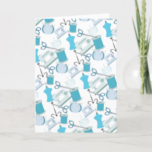Naaiend Quilten Dank u Blauw Patroon Bedankkaart