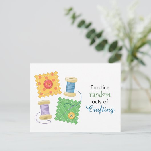Naaiende Craft Hobby Quote Briefkaart (Staand voorkant)