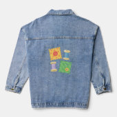 Naaiende drijfwerktuig hobby denim jacket (Achterkant)