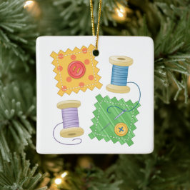 Naaiende drijfwerktuig hobby keramisch ornament