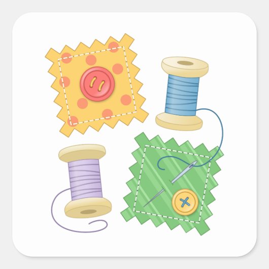 Naaiende drijfwerktuig hobby vierkante sticker (Voorkant)