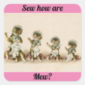  naaiende Kittens Vierkante Sticker (Voorkant)