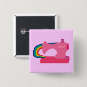 Naaiende regenbogen vierkante button 5,1 cm (Voorkant /achterkant)