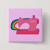 Naaiende regenbogen vierkante button 5,1 cm (Voorkant)