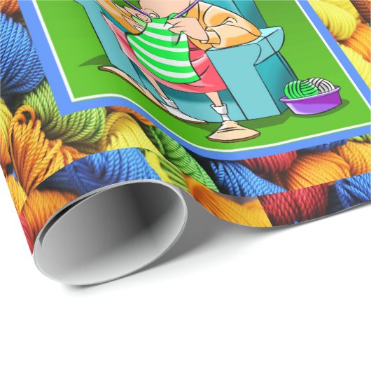 Naaigaren Breien Garen Vrouw Moederdag Verjaardag Cadeaupapier (Rol Hoek)