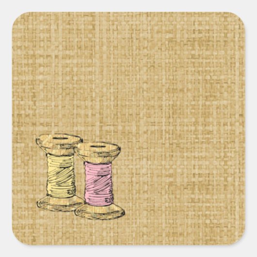 Naaigaren Burlap Label Sticker (Voorkant)
