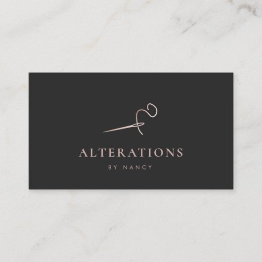 Naaigaren Naald Roos Gouden Glitter Visitekaartje (Voorkant)