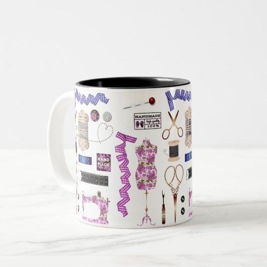 naaigarens- en naadstressdecor tweekleurige koffiemok (Voorkant links)