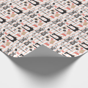 naaigarievormig ontwerp voor naaiwerk cadeaupapier