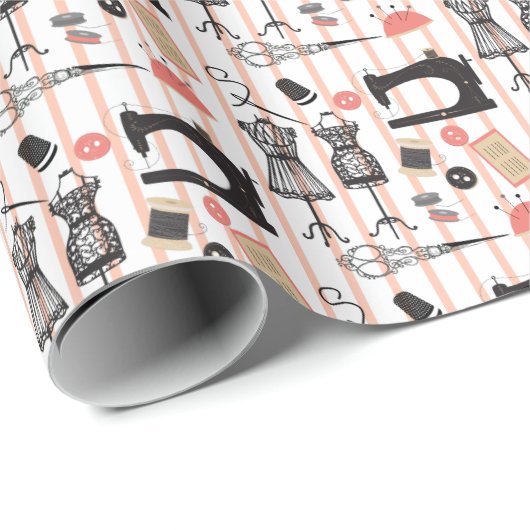  naaigarievormig ontwerp voor naaiwerk cadeaupapier (Rol Hoek)