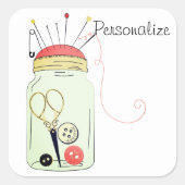  naaigarkit vierkante sticker (Voorkant)