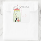  naaigarkit vierkante sticker (Tas)