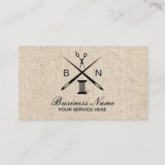 Naaigarnaalden en draden  overlapping visitekaartje (Voorkant)