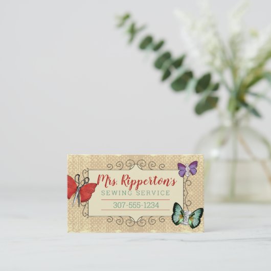  naaigarnoties vlinders naadloos visitekaartje (Staand voorkant)