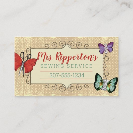  naaigarnoties vlinders naadloos visitekaartje (Voorkant)
