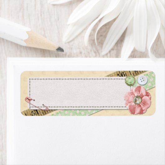 Naaigarren, Buttonnen & lintroze Etiket (Insitu)