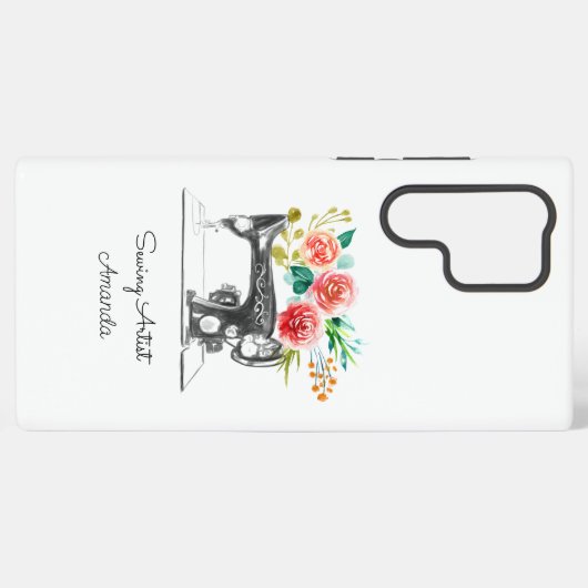 Naaigelinkt zwart-wit samsung galaxy hoesje (Achterkant horizontaal)