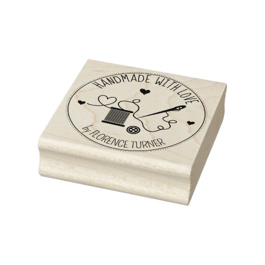 Naaigereedschap Handgemaakt met liefde, Rubberstempel (Stempel)
