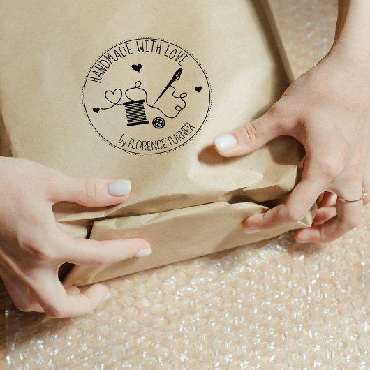 Naaigereedschap Handgemaakt met liefde, Rubberstempel