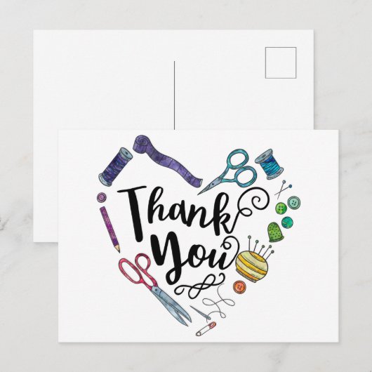 Naaigereedschap Hart Briefkaart (Voorkant / Achterkant)