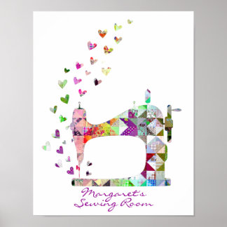 Naaigmachine voor patchwerk Regenboog Poster