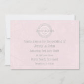 Naaignop roze &groene vintage bruiloft uitnodigen kaart (Achterkant)