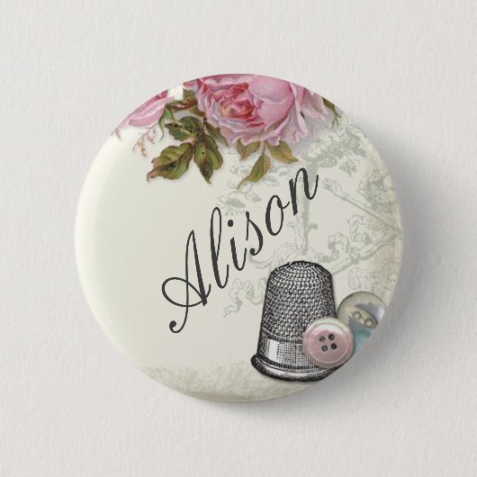 Naaignoties IVORY, naamplaatje Ronde Button 5,7 Cm (Voorkant)