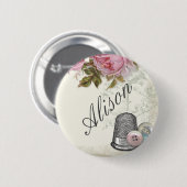 Naaignoties IVORY, naamplaatje Ronde Button 5,7 Cm (Voorkant /achterkant)