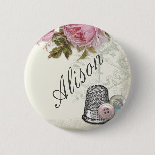 Naaignoties IVORY, naamplaatje Ronde Button 5,7 Cm