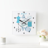 Naaigoed en kieuwblauw vierkante klok (Huis)