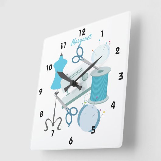 Naaigoed en kieuwblauw vierkante klok (Hoek)