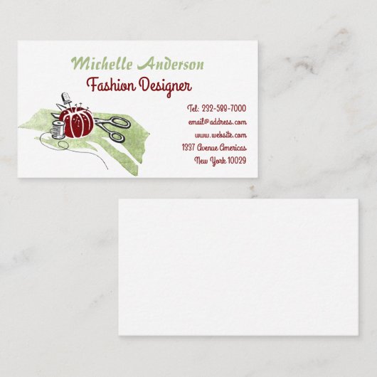 Naaigoed en mode visitekaartje (Voorkant / Achterkant)