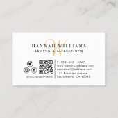 Naaigoed- en wijzigingsmarinemonogram visitekaartje (Achterkant)