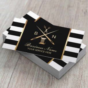 Naaigoed gouden draad en naalden Moderne Visitekaartje