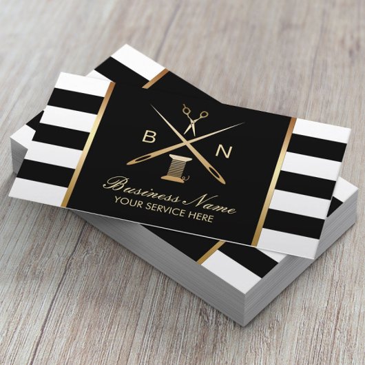 Naaigoed gouden draad en naalden Moderne Visitekaartje