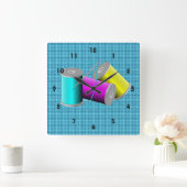 Naaigoed-/kantelontwerpwandklok Vierkante Klok (Huis)