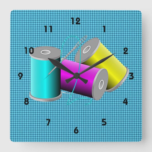 Naaigoed-/kantelontwerpwandklok Vierkante Klok (Voorkant)