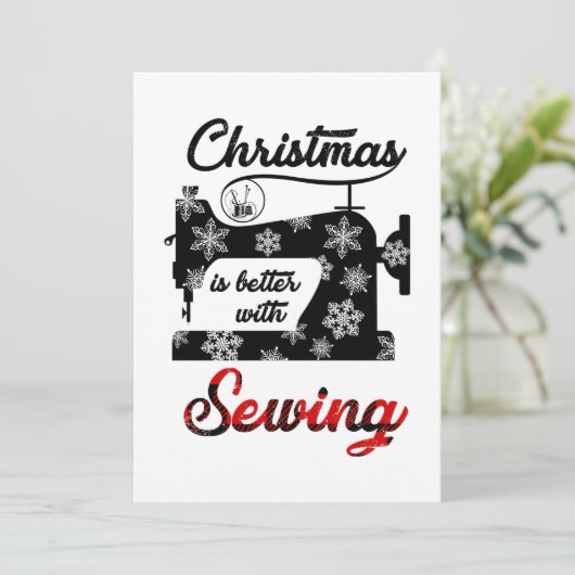 Naaigoed | Kerstmis is beter met naaien Bedankkaart (Staand voorkant)