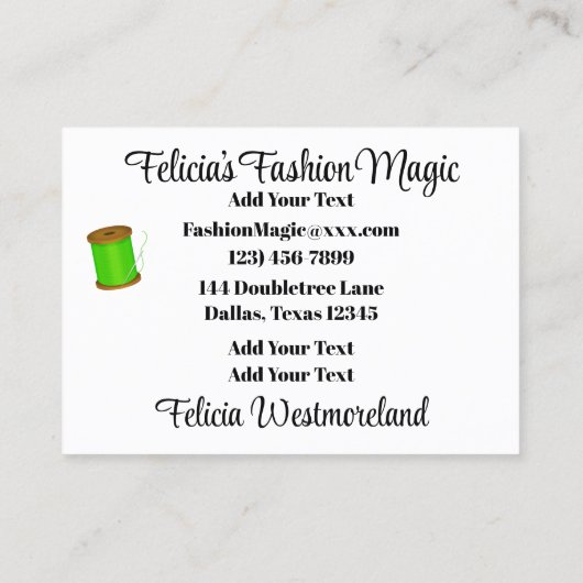 Naaigoed/naaddruk Visitekaartje (Achterkant)