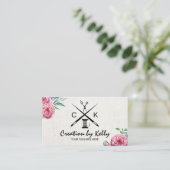 Naaigoed-naaigarens Vintage Floral Linen Visitekaartje (Staand voorkant)